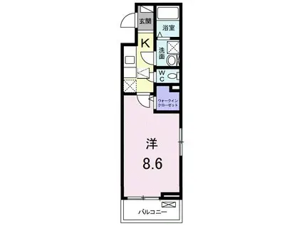 カサ・ヴァリエンテII(1K/1階)の間取り写真