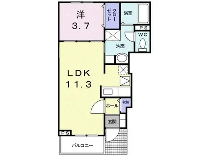 グラントゥールII(1LDK/1階)の間取り写真