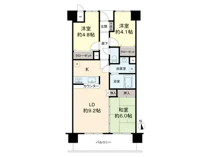 エレクティオン橋本ビオス(3LDK/8階)の間取り写真