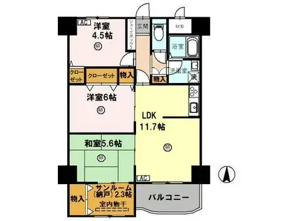 アウスピオーリ(3LDK/5階)の間取り写真