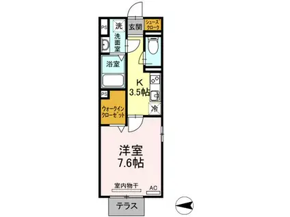 SCHLOSSE FUJI VIII(1K/1階)の間取り写真