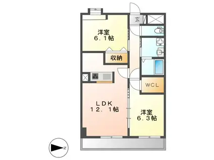 GRANDUKE松原(1LDK/6階)の間取り写真