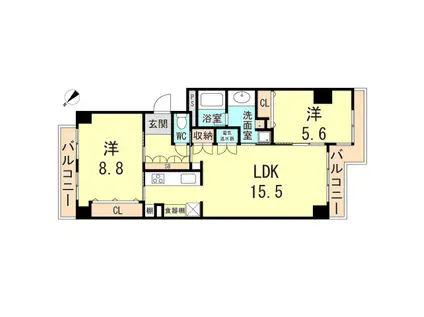 エバーグリーンポートアイランド(2LDK/3階)の間取り写真