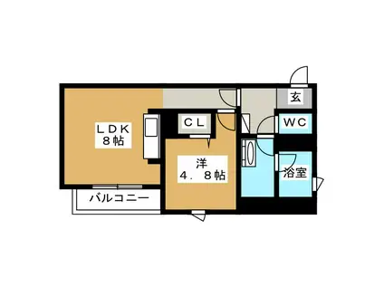 エルビエント(1LDK/3階)の間取り写真