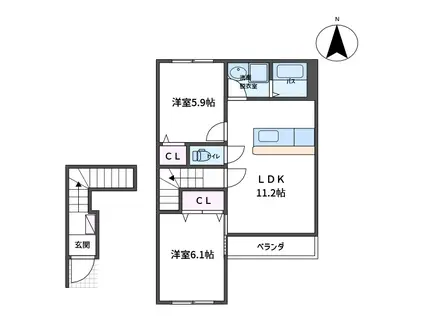 ナトゥラーレ(2LDK/2階)の間取り写真