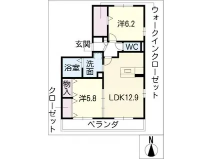 サン・ハニー小本本町 A棟(2LDK/1階)の間取り写真