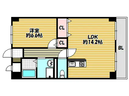 ヴィアサクラ(1LDK/2階)の間取り写真