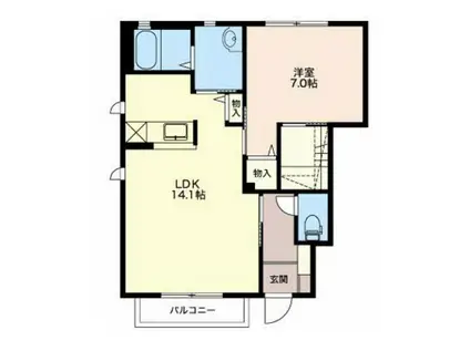 ブレスコート(1LDK/1階)の間取り写真