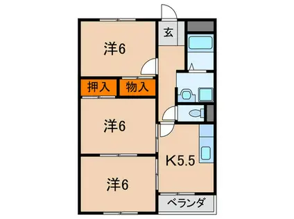 キャッスル摩耶(3K/3階)の間取り写真