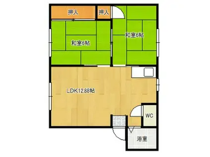 グレースマンション櫛原(2LDK/1階)の間取り写真