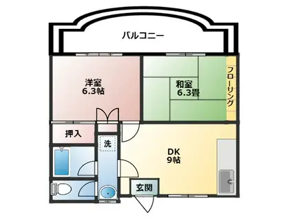 キンドウウィンズ(2DK/3階)の間取り写真