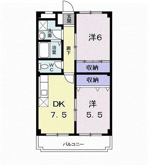 クリスタルパレス(2DK/3階)の間取り写真