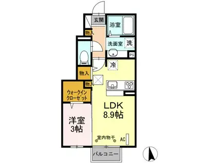 ルイティア VIII(1LDK/1階)の間取り写真