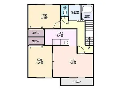 エスポワールA(2LDK/2階)の間取り写真