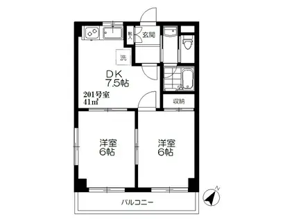 TRKコーポ(2DK/2階)の間取り写真