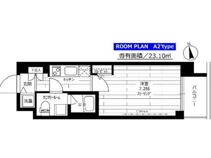 グランドコンシェルジュ新宿北(1K/1階)の間取り写真