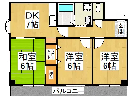 ローズホール(3DK/3階)の間取り写真