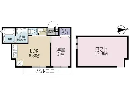 MODERN PALAZZO ノース赤迫B棟(1SLDK/2階)の間取り写真