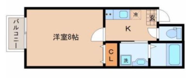 スカイハーツ新田(1K/2階)の間取り写真
