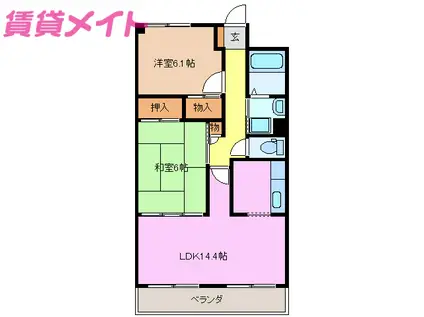 グロリアスST(2LDK/1階)の間取り写真