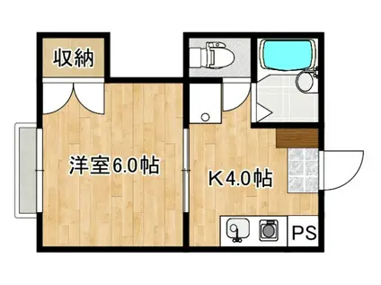 ハピネスK(1K/2階)の間取り写真
