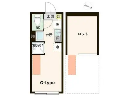 ハーモニーテラス貫井II(ワンルーム/2階)の間取り写真