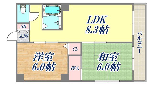 サカセイーストビル(2LDK/4階)の間取り写真