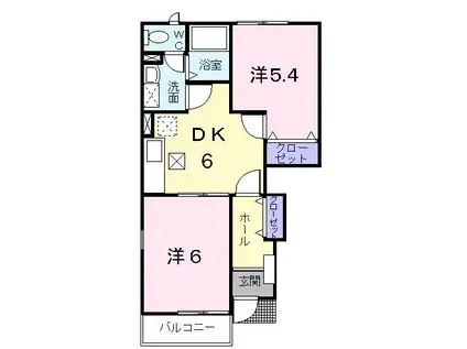 サンファミリー B(2DK/1階)の間取り写真