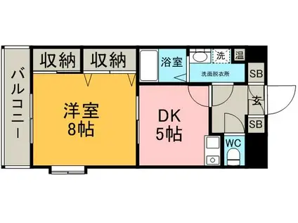 ユーコウビルIII(1DK/8階)の間取り写真