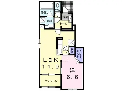 ルミナーレII(1LDK/1階)の間取り写真