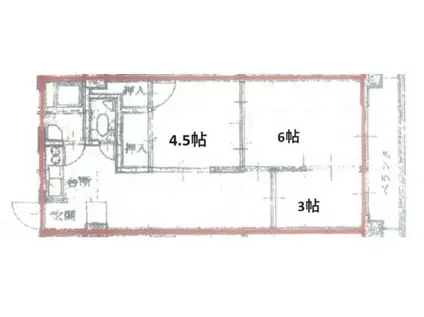 清美荘(3DK/3階)の間取り写真