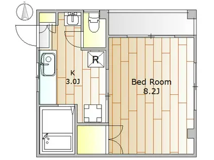 B・FLAT-HIMONYA(1K/3階)の間取り写真