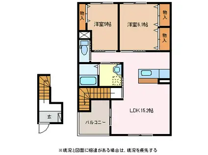 エルシオンII(2LDK/2階)の間取り写真