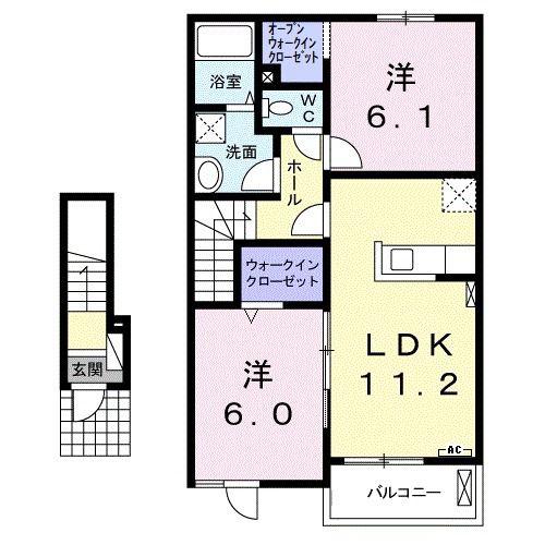グランアーブルA(2LDK/2階)の間取り写真
