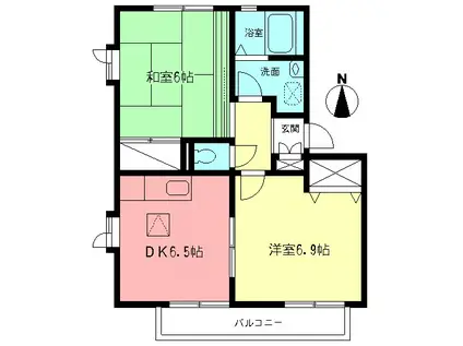 サンポートA(2DK/1階)の間取り写真