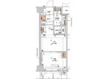 ハーモニーレジデンス神楽坂ヒルズセカンド(1DK/2階)の間取り写真