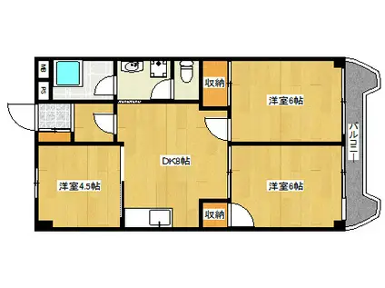 ニュー野村マンション(3DK/2階)の間取り写真