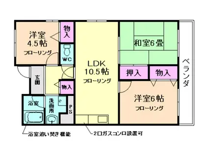 ライフイン水月(3LDK/4階)の間取り写真
