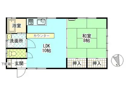 あやめハイツ(1LDK/2階)の間取り写真