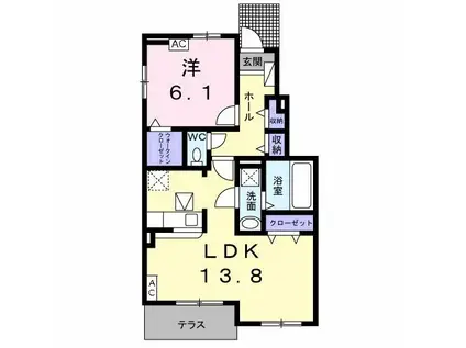 YK ヴィレッジIV(1LDK/1階)の間取り写真