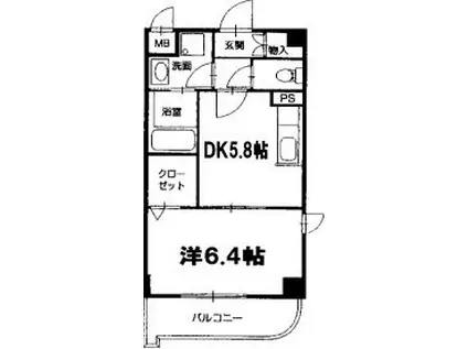 プレミールコート(1DK/2階)の間取り写真