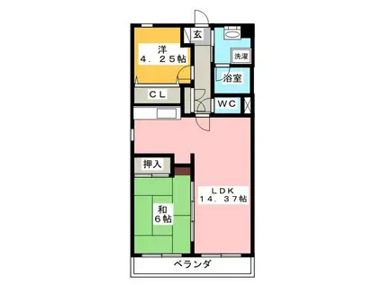 ハイランド・ウエスト(2LDK/2階)の間取り写真