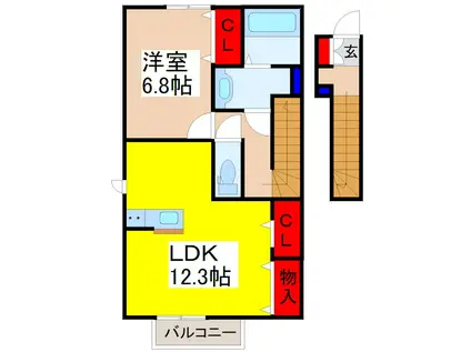 グレース(1LDK/2階)の間取り写真