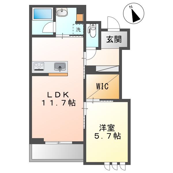 ピゴラーレI(1LDK/2階)の間取り写真