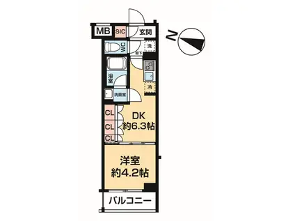 ARCOBALENO HASUNE I(1DK/5階)の間取り写真