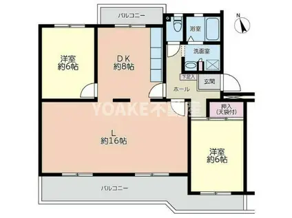 東建ニューハイツ海老名15号棟(2LDK/4階)の間取り写真