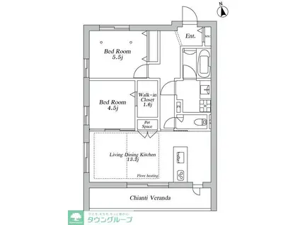 登戸メゾン東棟(2LDK/3階)の間取り写真