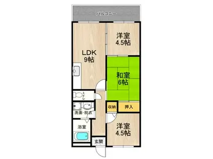 カーサフィオーレ弐番館(3LDK/4階)の間取り写真