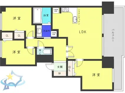 ダイアパレス円山北町(3LDK/6階)の間取り写真