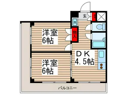 マリーナアイランド(2DK/2階)の間取り写真